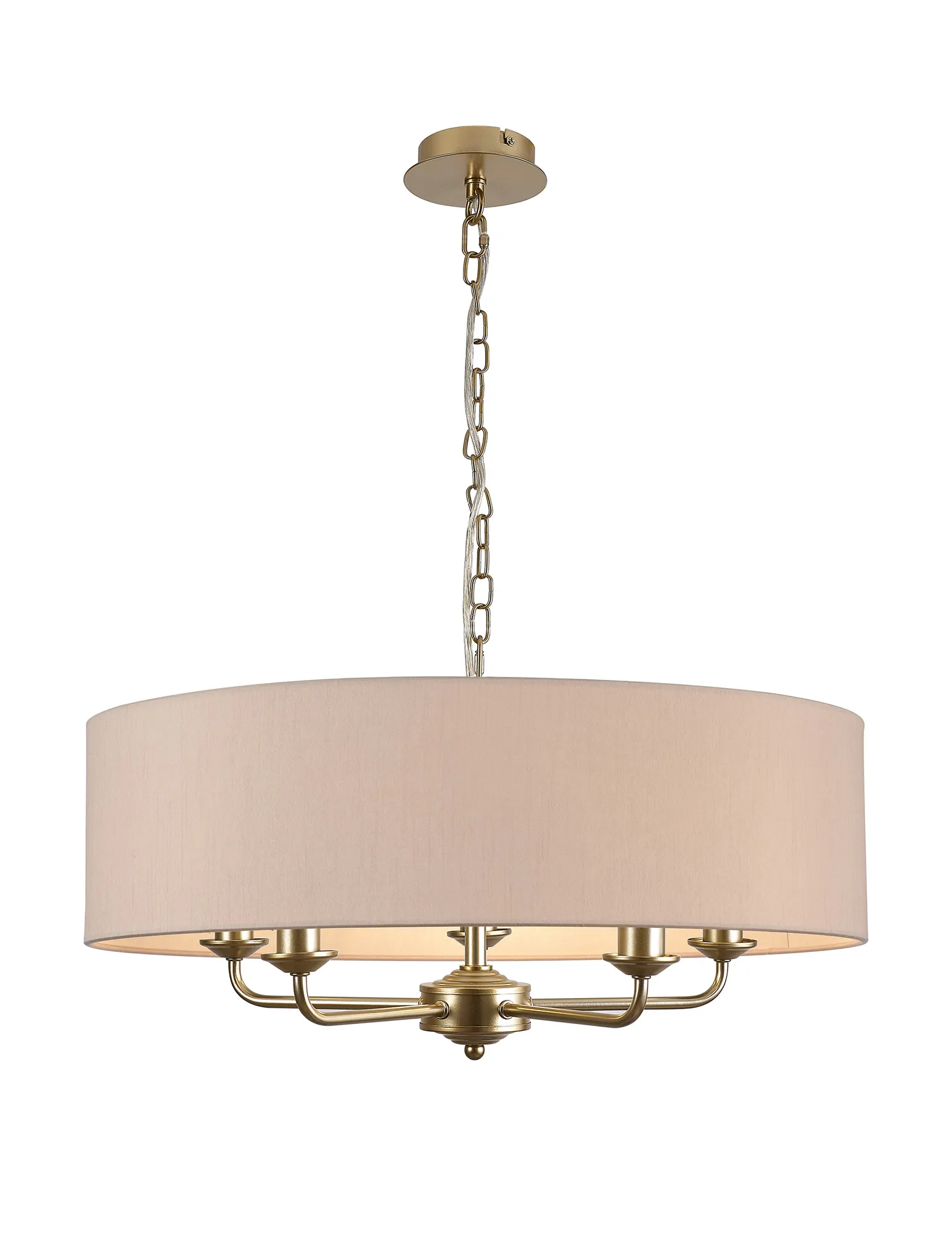 DK0954  Banyan 60cm 5 Light Pendant Champagne Gold, Nude Beige/Moonlight